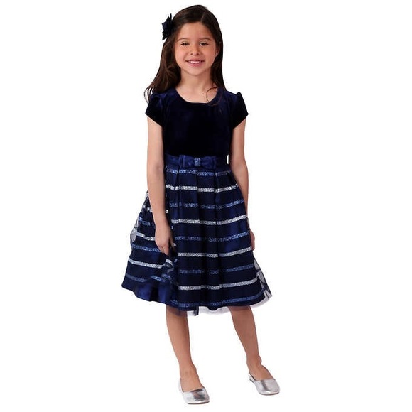 Jona Michelle Other - Jona Michelle Kids' Christmas Dress - Navy/Silver